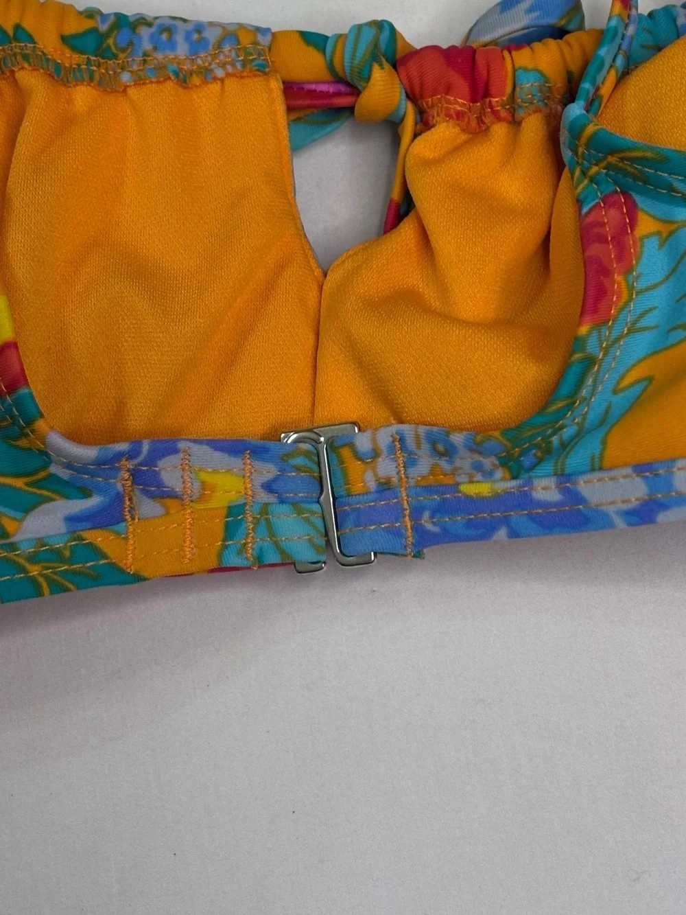 Xhilaration Floral Tie-Front Bikini Top in Bright Multicolor Sz M